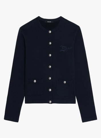 Cardigan boutonné uni en coton bio ZADIG&VOLTAIRE Bleu